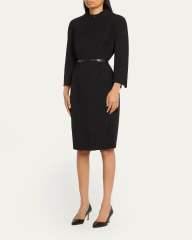 Akris Split-Neck Double-Face Wool Sheath Dress | Thumbnail 3 Akris Split-Neck Double-Face Wool Sheath Dress | Thumbnail 3