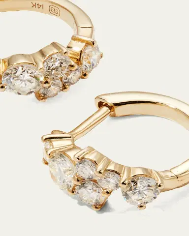 Sydney Evan Cocktail 14k Gold Diamond Huggie Hoop Earrings | Thumbnail 3