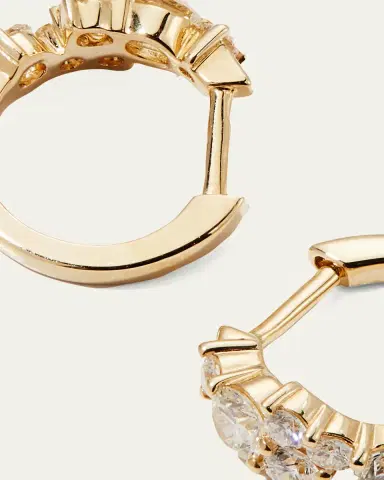 Sydney Evan Cocktail 14k Gold Diamond Huggie Hoop Earrings | Thumbnail 4