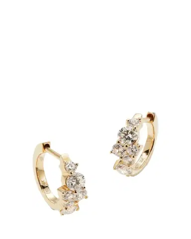 Sydney Evan Cocktail 14k Gold Diamond Huggie Hoop Earrings | Thumbnail 1
