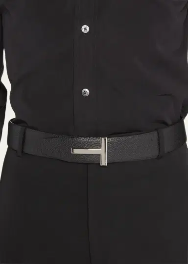 Tom Ford Men's Signature T Reversible Leather Belt | Thumbnail 2