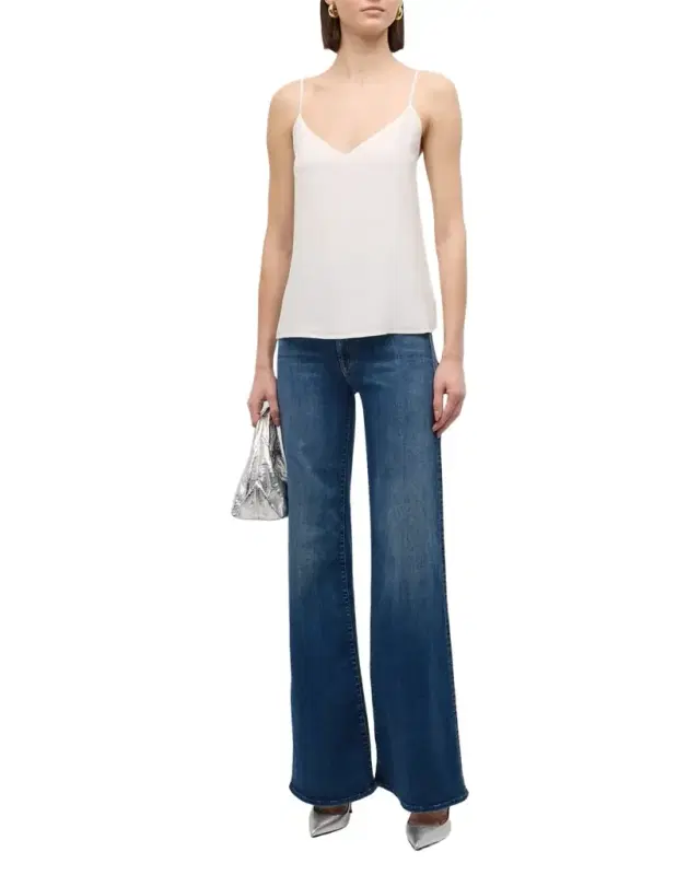 L 'Agence Jane V-Neck Spaghetti-Strap Silk Tank