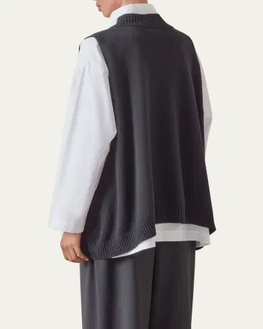 Eskandar Deep V-Neck Cashmere Vest | Thumbnail 3