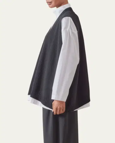 Eskandar Deep V-Neck Cashmere Vest | Thumbnail 4