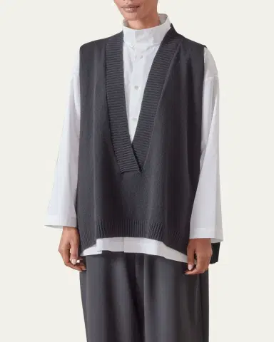 Eskandar Deep V-Neck Cashmere Vest | Thumbnail 5