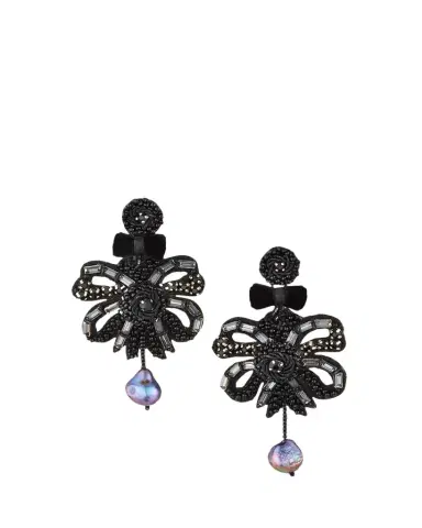 RANJANA KHAN Clip-On Bow Dangle Earrings with Pearl | Thumbnail 1 RANJANA KHAN Clip-On Bow Dangle Earrings with Pearl | Thumbnail 1