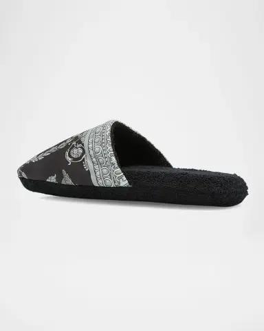 Versace Men's Barocco-Print Mule Slippers | Thumbnail 2