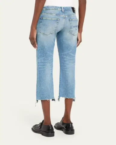 R13 Boy Straight Cropped Jeans w/ Ripped Hem | Thumbnail 4