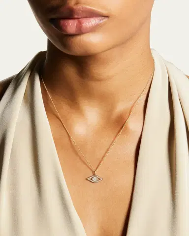 Sydney Evan 14k Yellow Gold Small Diamond Evil Eye Necklace | Thumbnail 2 Sydney Evan 14k Yellow Gold Small Diamond Evil Eye Necklace | Thumbnail 2