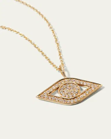 Sydney Evan 14k Yellow Gold Small Diamond Evil Eye Necklace | Thumbnail 3 Sydney Evan 14k Yellow Gold Small Diamond Evil Eye Necklace | Thumbnail 3