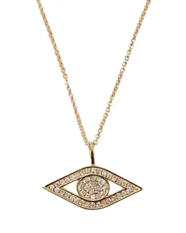 Sydney Evan 14k Yellow Gold Small Diamond Evil Eye Necklace | Thumbnail 1 Sydney Evan 14k Yellow Gold Small Diamond Evil Eye Necklace | Thumbnail 1