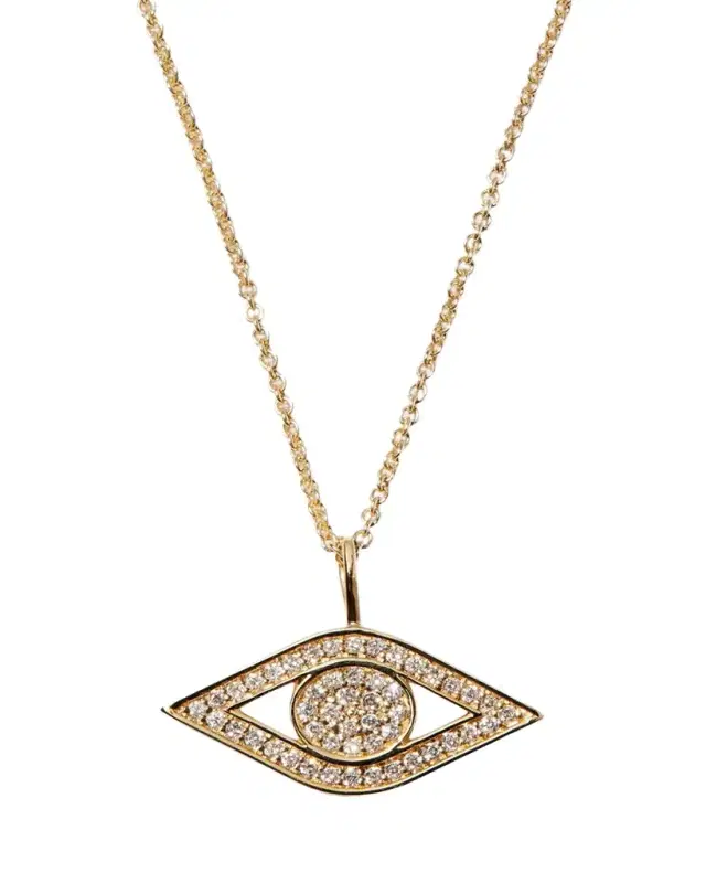 Sydney Evan 14k Yellow Gold Small Diamond Evil Eye Necklace