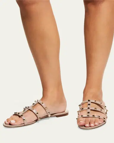 Valentino Garavani Rockstud Caged Flat Slide Sandals | Thumbnail 2 Valentino Garavani Rockstud Caged Flat Slide Sandals | Thumbnail 2