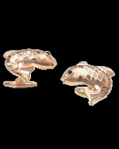 Jan Leslie Mother-of-Pearl Fish Cuff Links, Taupe | Thumbnail 2