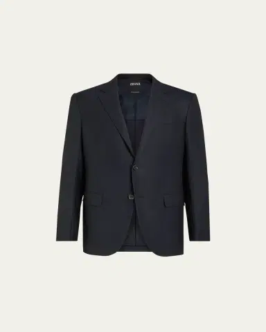 ZEGNA Men's Solid Trofeo Wool Regular-Fit Blazer Jacket | Thumbnail 5 ZEGNA Men's Solid Trofeo Wool Regular-Fit Blazer Jacket | Thumbnail 5