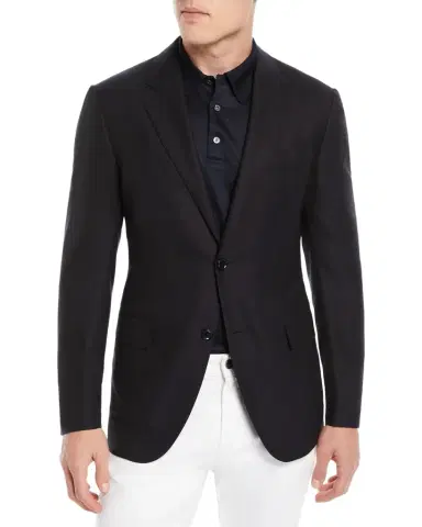 ZEGNA Men's Solid Trofeo Wool Regular-Fit Blazer Jacket | Thumbnail 1 ZEGNA Men's Solid Trofeo Wool Regular-Fit Blazer Jacket | Thumbnail 1