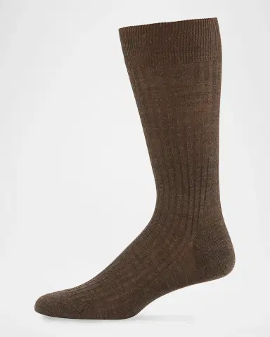 Pantherella Men's Laburnum Ribbed Wool Mid-Calf Socks | Thumbnail 2
