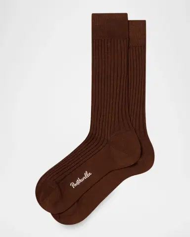 Pantherella Men's Laburnum Ribbed Wool Mid-Calf Socks | Thumbnail 4