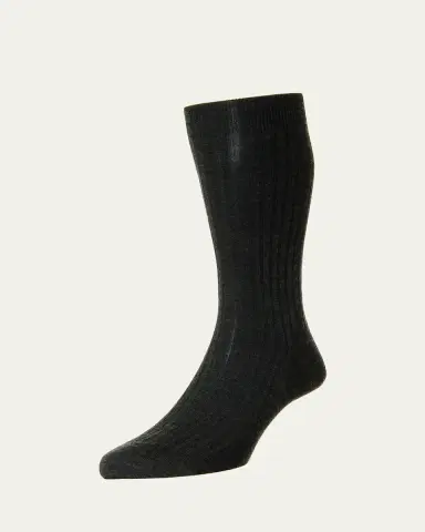 Pantherella Men's Laburnum Ribbed Wool Mid-Calf Socks | Thumbnail 8