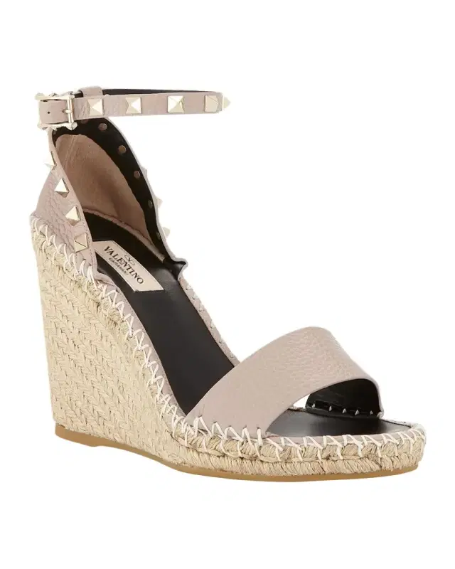 Valentino Garavani Rockstud Double Espadrille Wedge Sandals