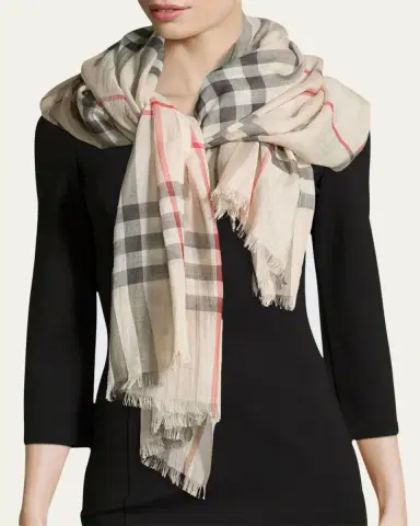 Burberry Giant Check Gauze Scarf | Thumbnail 4