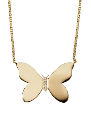 Sydney Evan 14k Plain Butterfly Necklace w/ Diamonds | Thumbnail 1 Sydney Evan 14k Plain Butterfly Necklace w/ Diamonds | Thumbnail 1