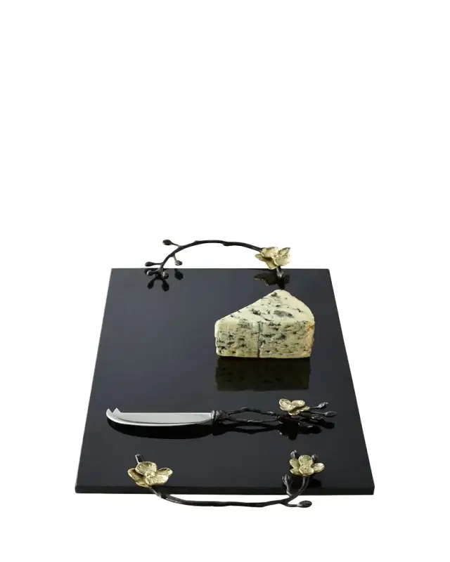 Michael Aram Gold Orchid Cheese Board & Knife