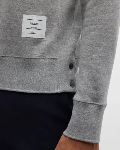 Thom Browne Men's Classic Crewneck Sweatshirt with Striped Sleeve | Thumbnail 4 Thom Browne Men's Classic Crewneck Sweatshirt with Striped Sleeve | Thumbnail 4