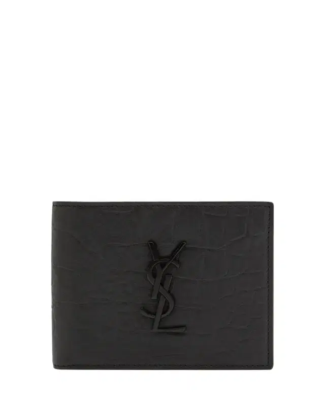 Saint Laurent Men's Tonal Monogram Leather Bifold Wallet