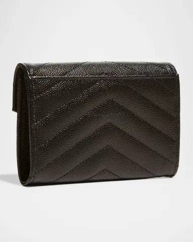 Saint Laurent YSL Monogram Small Flap Wallet in Grained Leather | Thumbnail 11