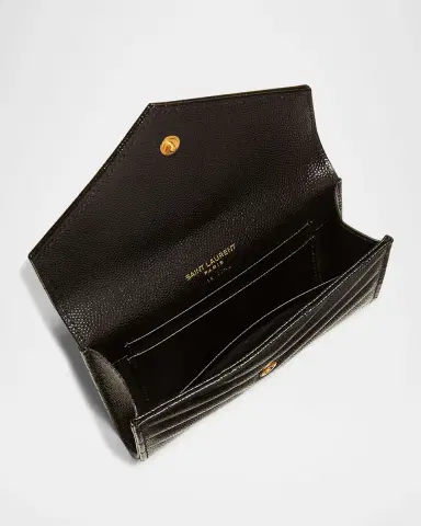 Saint Laurent YSL Monogram Small Flap Wallet in Grained Leather | Thumbnail 12