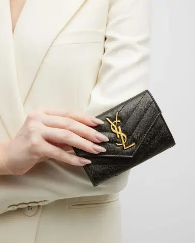 Saint Laurent YSL Monogram Small Flap Wallet in Grained Leather | Thumbnail 9