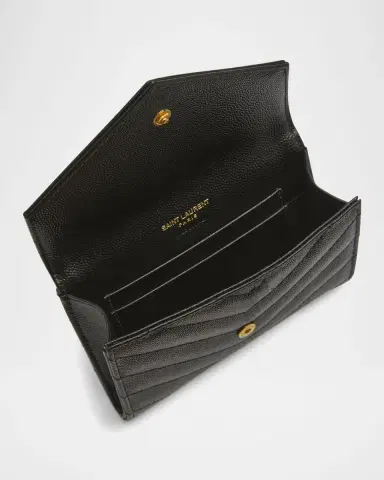 Saint Laurent YSL Monogram Small Flap Wallet in Grained Leather | Thumbnail 10