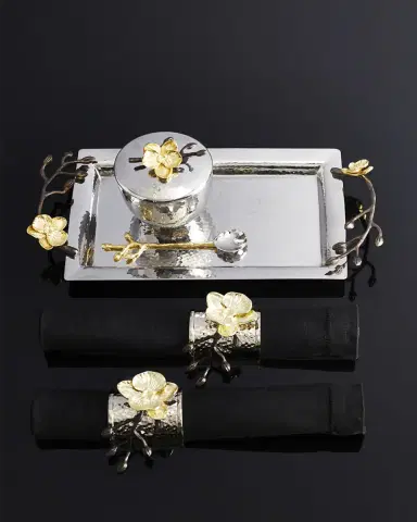 Michael Aram Four Gold Orchid Napkin Rings | Thumbnail 2