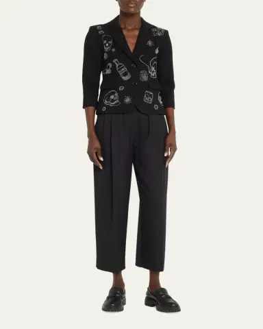 Libertine Party Skulls Gabardine Blazer, Black | Thumbnail 2