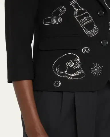 Libertine Party Skulls Gabardine Blazer, Black | Thumbnail 5