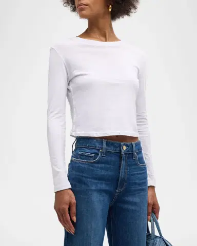 AMO Denim Babe Cropped Long-Sleeve Cotton Tee | Thumbnail 8