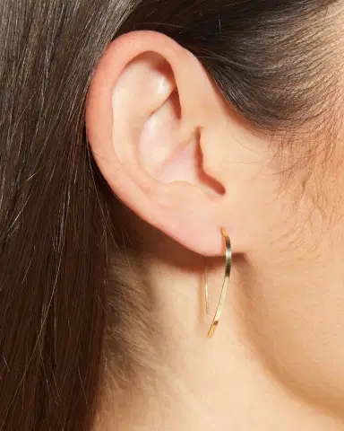 Lana 14K Gold Mini Flat Hooked on Hoop Earrings | Thumbnail 2 Lana 14K Gold Mini Flat Hooked on Hoop Earrings | Thumbnail 2