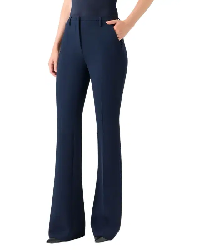Farrah Boot-Cut Mid-Rise Wool Pants