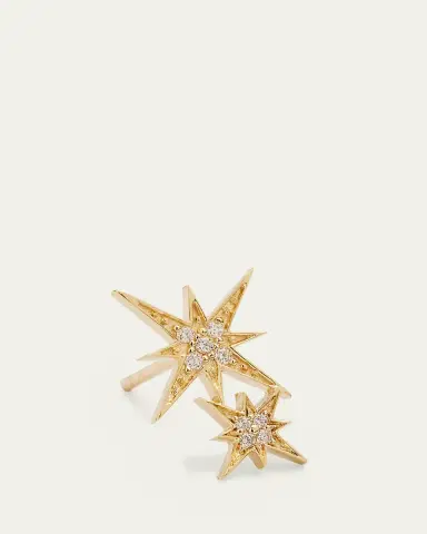 Sydney Evan 14k Pave Diamond Double Starburst Stud Earring | Thumbnail 3