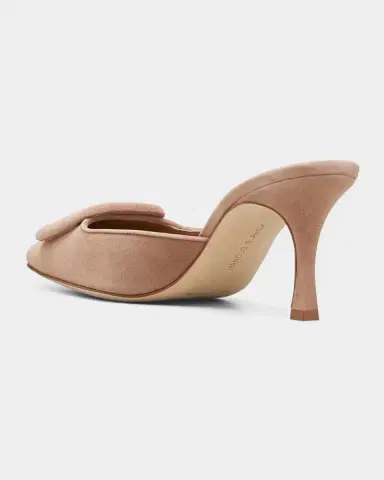Manolo Blahnik Maysale Suede Buckle Mid-Heel 70mm Mules | Thumbnail 2 Manolo Blahnik Maysale Suede Buckle Mid-Heel 70mm Mules | Thumbnail 2