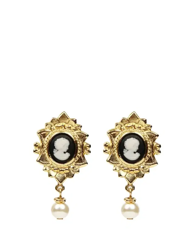 Ben-Amun Cameo Pearly Pendant Earrings