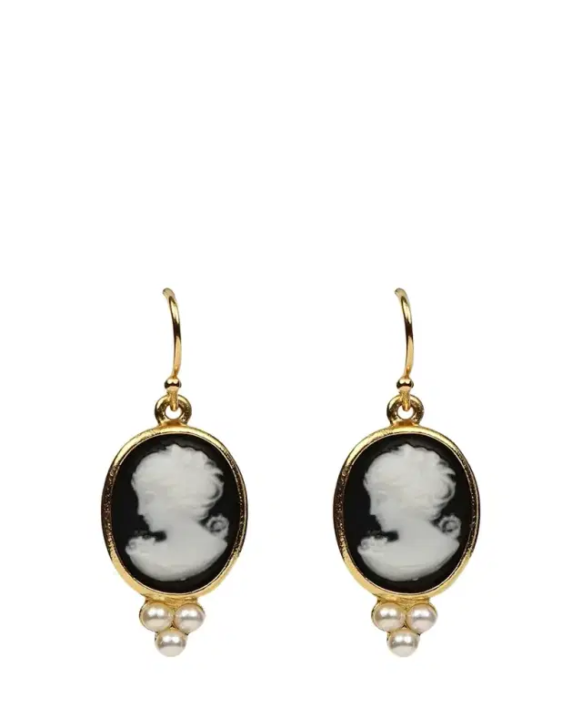 Ben-Amun Cameo Pearly Trio Earrings