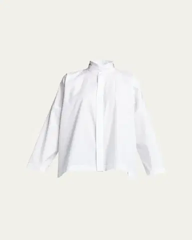 Eskandar Wide Longer-Back Double Stand Collar Shirt (Mid Plus Length) | Thumbnail 5