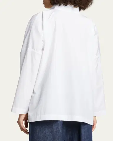 Eskandar Wide Longer-Back Double Stand Collar Shirt (Mid Plus Length) | Thumbnail 7