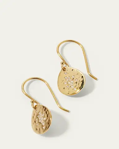 Ippolita Crinkle Small Teardrop Earrings in 18K Gold with Diamonds | Thumbnail 3