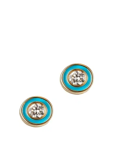 Sydney Evan 14k Enamel Diamond Stud Earring, Turquoise | Thumbnail 1 Sydney Evan 14k Enamel Diamond Stud Earring, Turquoise | Thumbnail 1