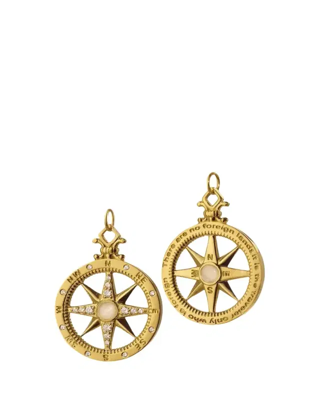 18K Yellow Gold Compass Charm with Diamonds