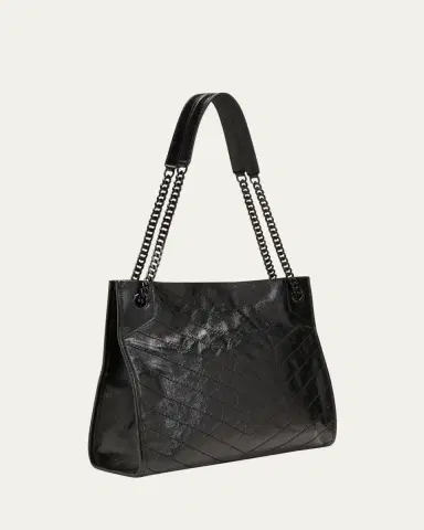 Saint Laurent Niki Medium YSL Shopper Tote Bag in Crinkled Leather | Thumbnail 3 Saint Laurent Niki Medium YSL Shopper Tote Bag in Crinkled Leather | Thumbnail 3
