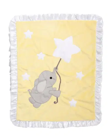 Boogie Baby Elephant and Star Baby Blanket w/ Contrast Trim | Thumbnail 1